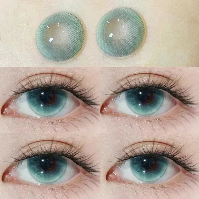 2pcs Color Contact Lenses Pupil Blue Nature High Quality Myopic  Lens Green  Eyes Beauty Makeup Lens Yearly Free Delivery