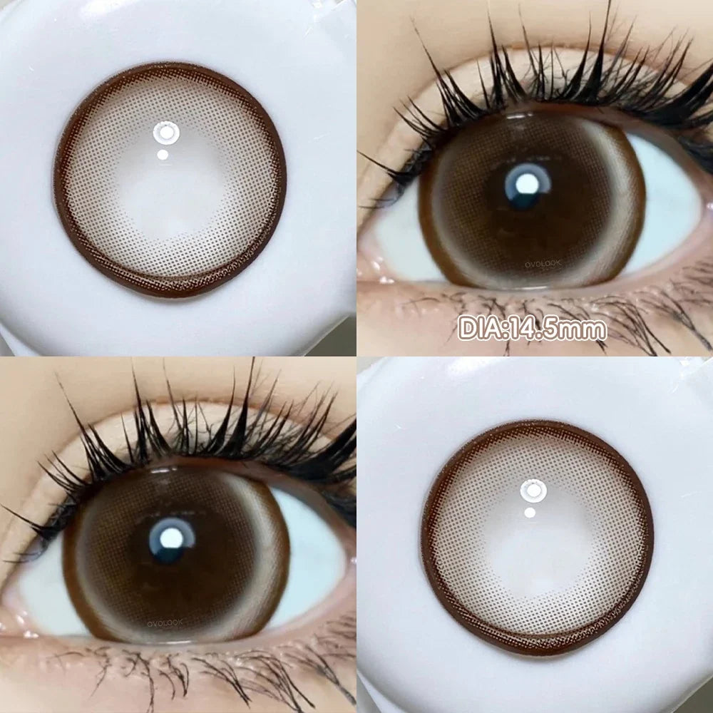 2pcs Natural Green Contact Lenses fo Eyes Beauty Color Pupils Makeup Color Eye Lenses Big Diameter Myopia Lenses-Coffee Pearl-8.00-Free Shipping Leatheretro