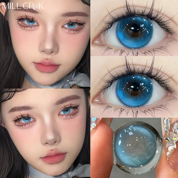 1 Pair High Quality Blue Lenses Colorld Contact Lenses with Degree 0.00 to- 8.00 Cosmetic Natural Eye Contacts Lenses-illuminant-6.00-Free Shipping Leatheretro