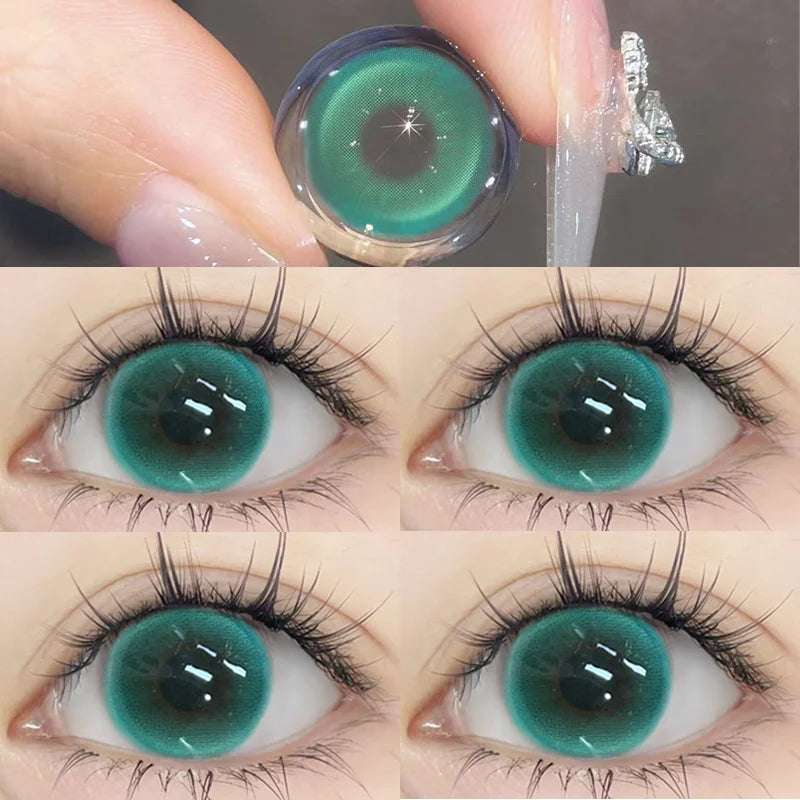 1Pair Color Contact Lenses with Myopia Green Lenses for Eye Gray Lenses Pink Contact Lenses Korean Lens Colorful Lens-Breeze Lake-0-Free Shipping Leatheretro