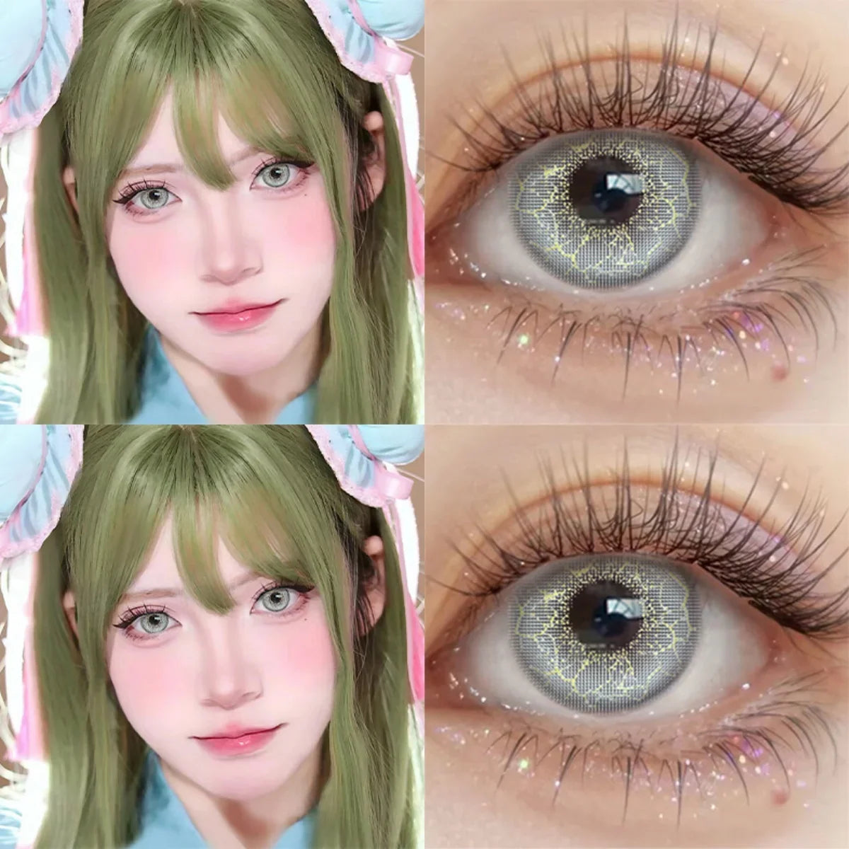 Anime Colored Contact Lenses Miku Cosplay Coloured Contact Lens Yearly Beauty Small Pupils Lens Pink Eye Lenses