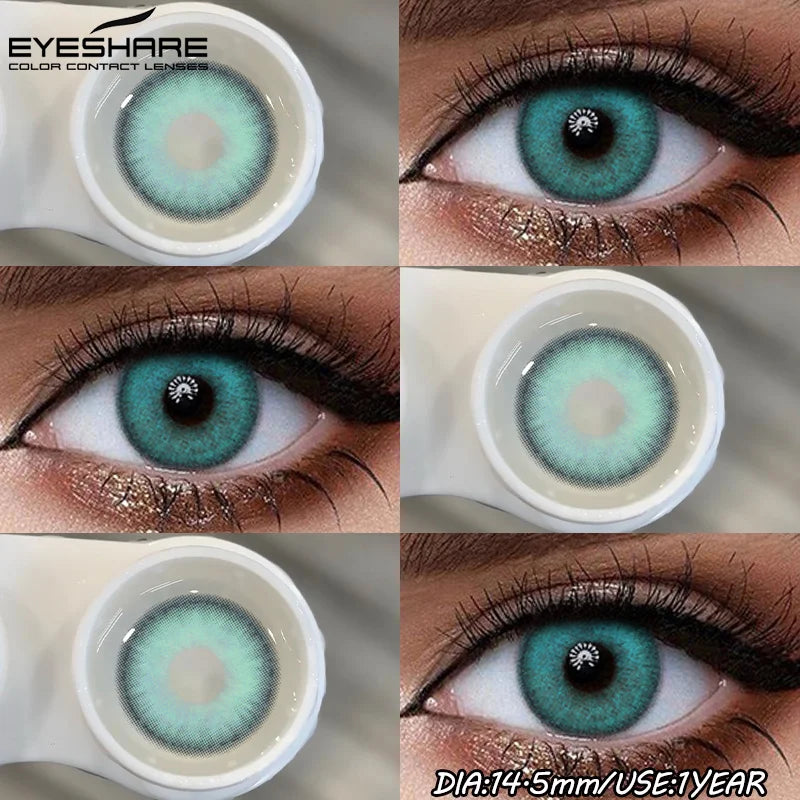 1Pair Fashion Colored Contact Lenses for Eyes Big Blue Eye Lens Natural Yearly Cosmetics Beauty Women Men Pupils-ZURICH-GREEN-Free Shipping Leatheretro