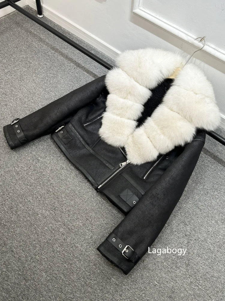 Fashion Winter Women Faux Fur Leather Jacket Coats-Coats & Jackets-Brown Fur-XS-Free Shipping Leatheretro