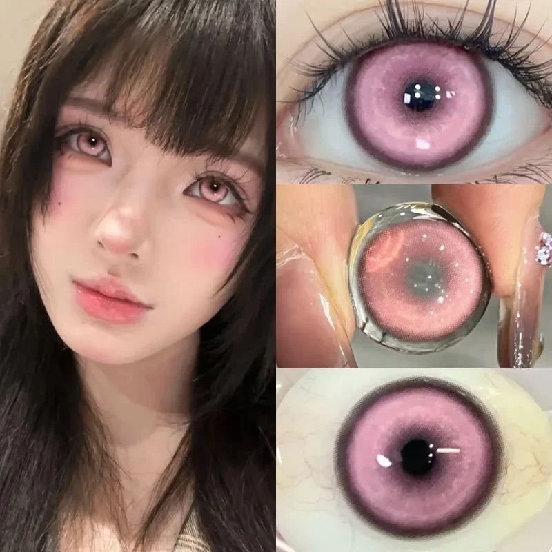 Helloween Hot Selling 2pcs Colored Contact Lenses Green Eye Lens Yearly Cosplay Blue Makeup Degree 0 to -8.00 Anime Lens