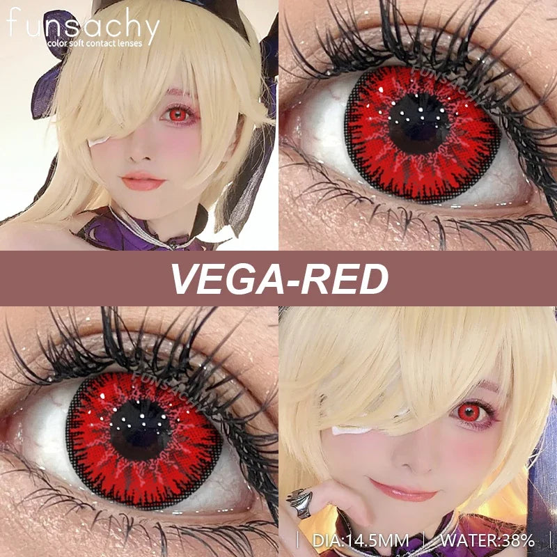 2pcs Hot Cosplay Contact Lenses for Eyes Black Eye Lenses Red Lens Eye Makeup for Halloween Anime Cosplay Crazy Lenses