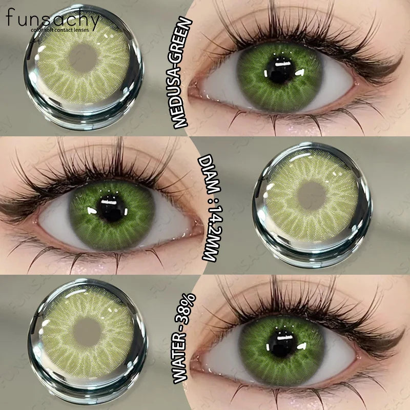 2PCS Colored Eye Lenses Brown Colorcon Contact Lenses Grey High Quality Natural Pupils Blue Cosmetic Beauty Lens Yearly