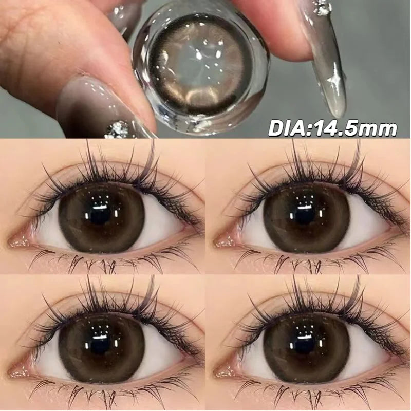 1 Pair New Eyes Contacts Lenses with Myopia Diopter Eyes Colored Lens Makeup Beauty Pupil Annual Use Fast Shipping-Plum Sugar Brown-0-China Mainland-Free Shipping Leatheretro