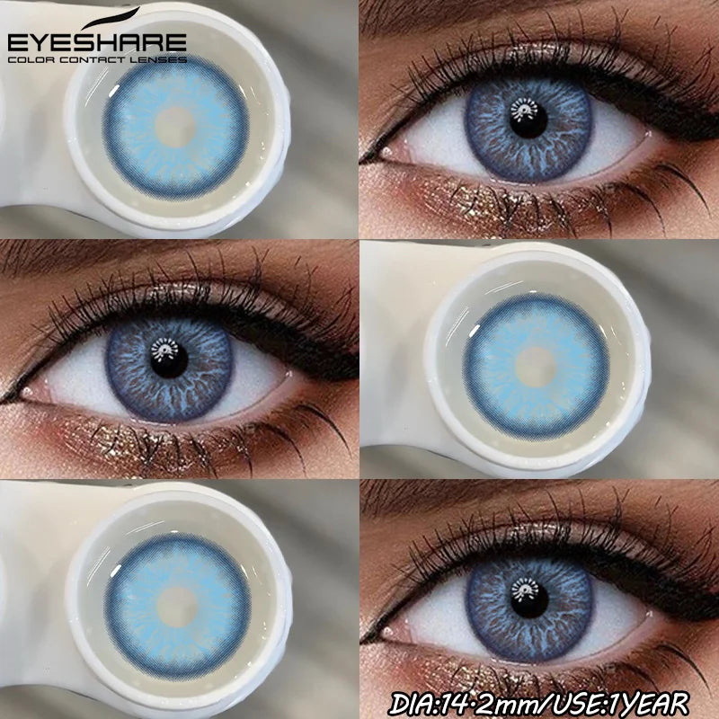 1Pair Fashion Colored Contact Lenses for Eyes Big Blue Eye Lens Natural Yearly Cosmetics Beauty Women Men Pupils-TURIN-BLUE-94-Free Shipping Leatheretro