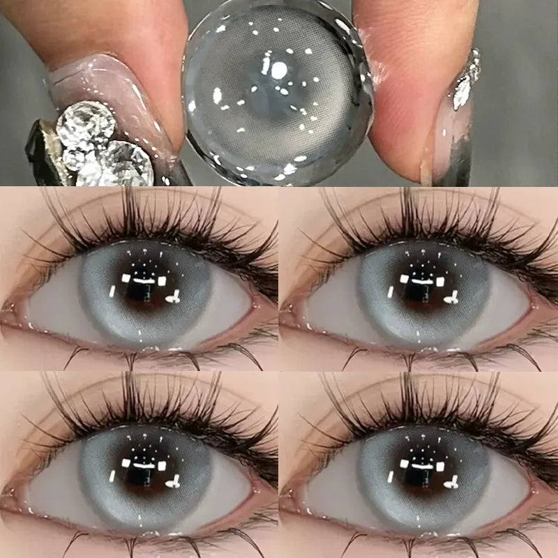 1Pair Color Contact Lenses with Myopia Green Lenses for Eye Gray Lenses Pink Contact Lenses Korean Lens Colorful Lens-Reflector Grey-0-Free Shipping Leatheretro