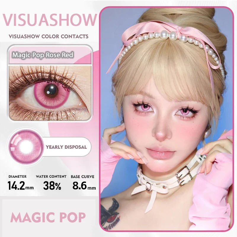 14.20 Blue Small Pupil Cosplay Colored Contact Lenses, 1 Pair Yearly Wear Eye Lenses for Halloween Themed Cosplay & Fancy Dress