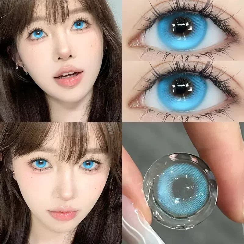 1 Pair High Quality Blue Lenses Colorld Contact Lenses with Degree 0.00 to- 8.00 Cosmetic Natural Eye Contacts Lenses-illuminant-6.00-Free Shipping Leatheretro
