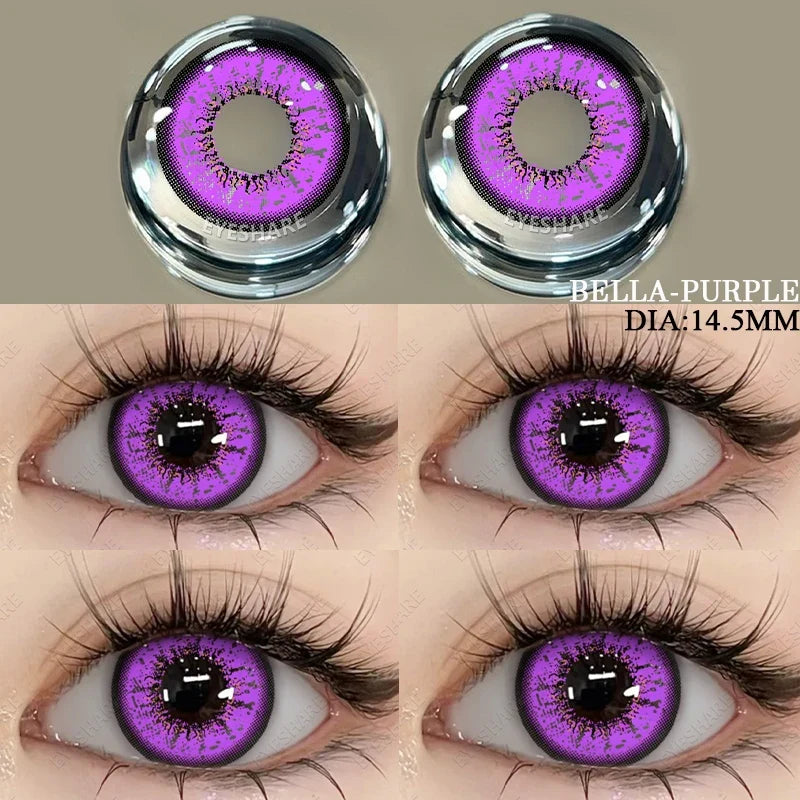 Colored Contact Lenses 2pcs Purple Contact Lenses Anime Cosplay Contact Eye Lenses Halloween Beauty Makeup Color Lens-BELLA-PURPLE-China Mainland-Free Shipping Leatheretro