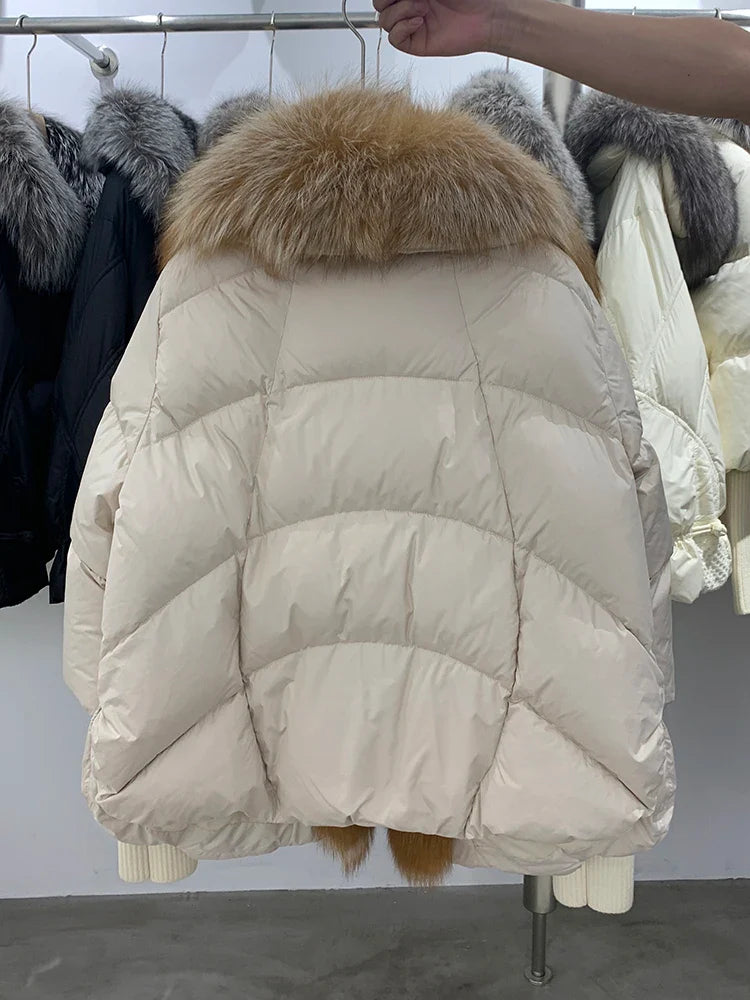 Winter Women Puffer Coat Fox Fur Collar Outerwear Duck Down Jacket-Coats & Jackets-The same as picture-S-Free Shipping Leatheretro