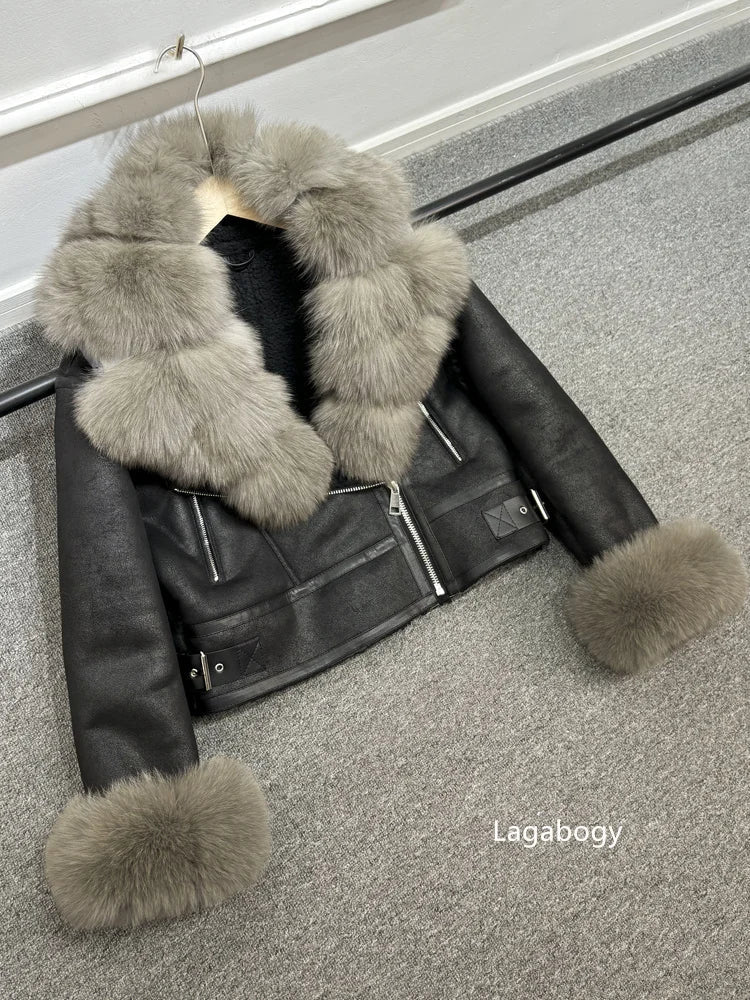 Fashion Winter Women Faux Fur Leather Jacket Coats-Coats & Jackets-Brown Fur-XS-Free Shipping Leatheretro