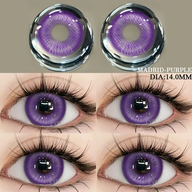 Colored Contact Lenses 2pcs Purple Contact Lenses Anime Cosplay Contact Eye Lenses Halloween Beauty Makeup Color Lens-MADRID-PURPKE-China Mainland-Free Shipping Leatheretro