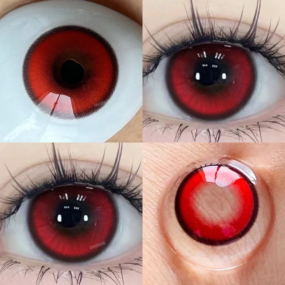 2pcs/pair Cyber Series Halloween Colored Contact Lenses for Makeup Eyes Big Pupils Red Contact Lenses Brown Lens Myopia