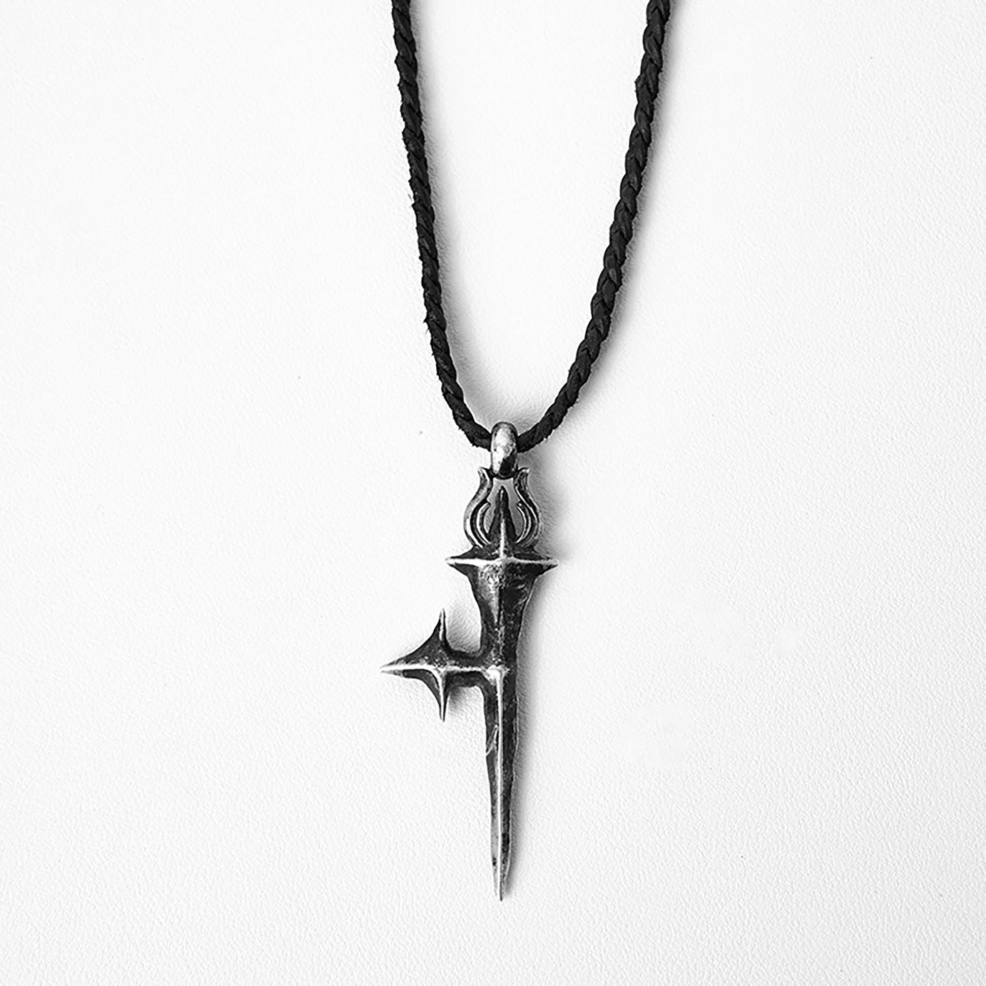 FLYERRER Cross-Star Braided Cord Necklace-Necklace-One Size-925 Silver with Antique Silver Finish-Free Shipping Leatheretro