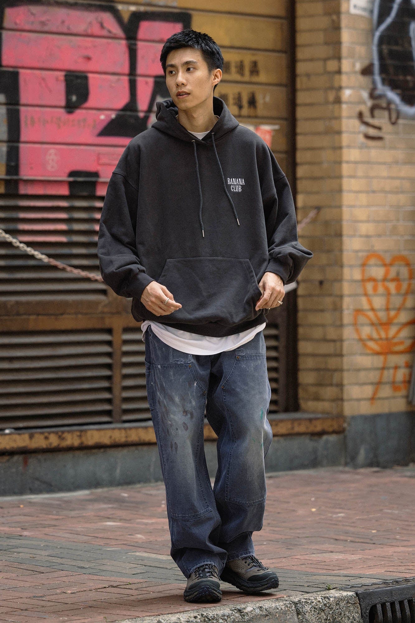 BANANA CLUB Distressed Paint-Splattered Double Knee Jeans-Jeans-S-Blue-Free Shipping Leatheretro