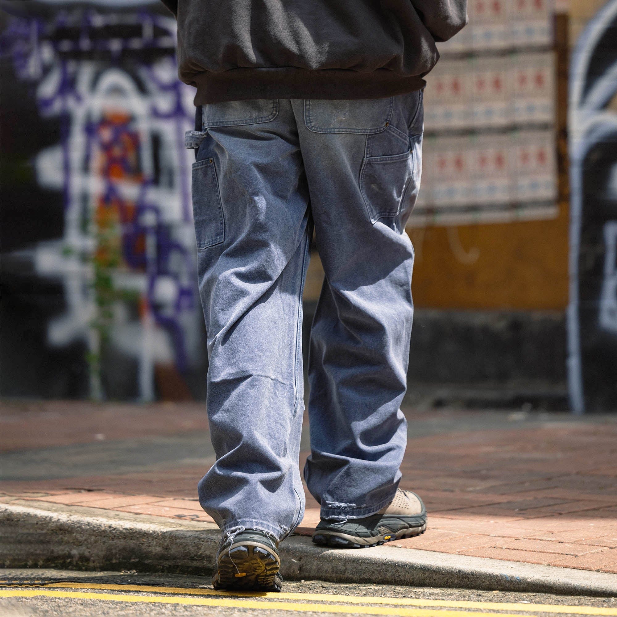 BANANA CLUB Distressed Paint-Splattered Double Knee Jeans-Jeans-S-Blue-Free Shipping Leatheretro