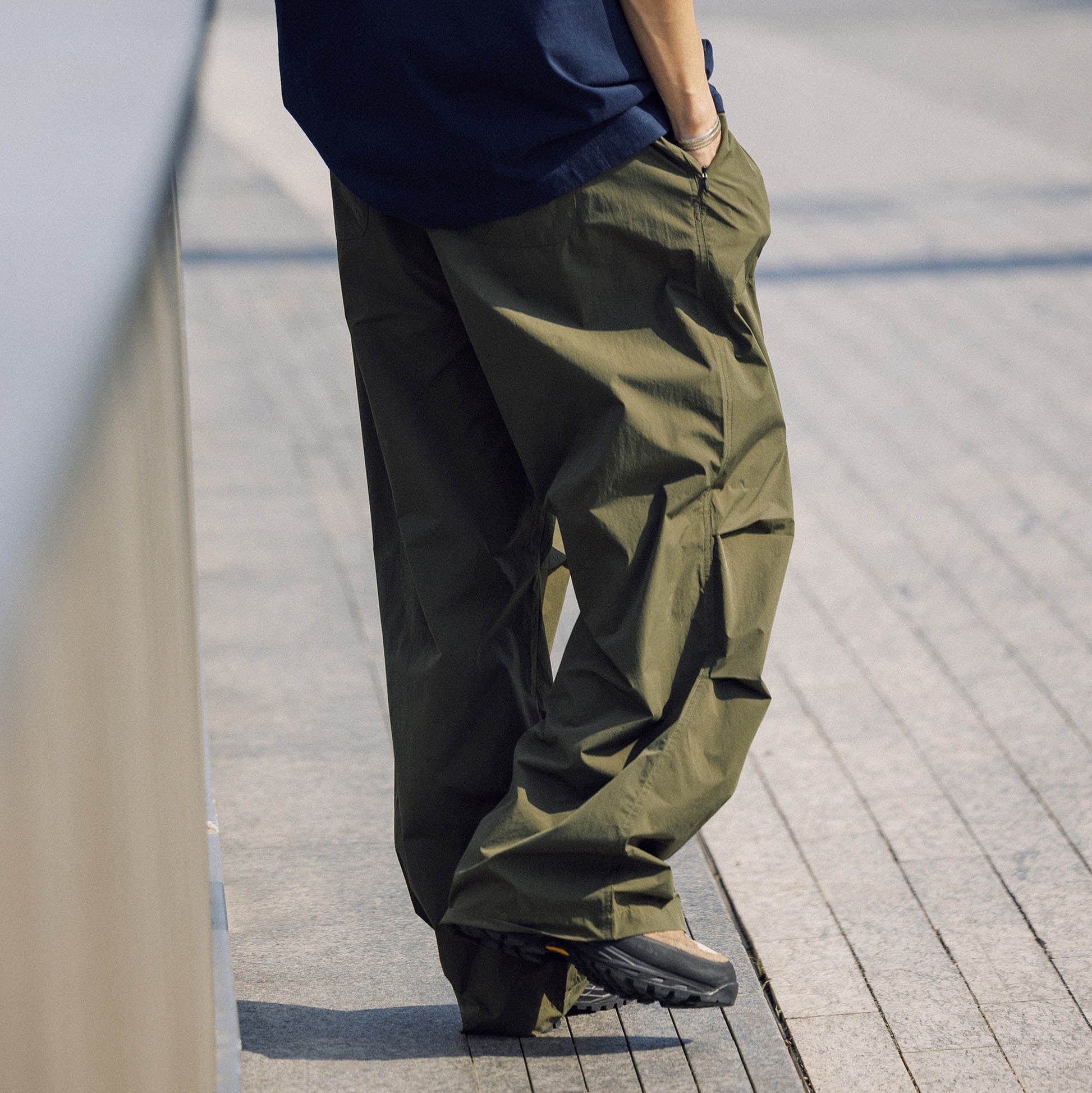 BANANA CLUB Quick-Dry Drawstring Crinkled Parachute Pants-Pants-S-White-Free Shipping Leatheretro
