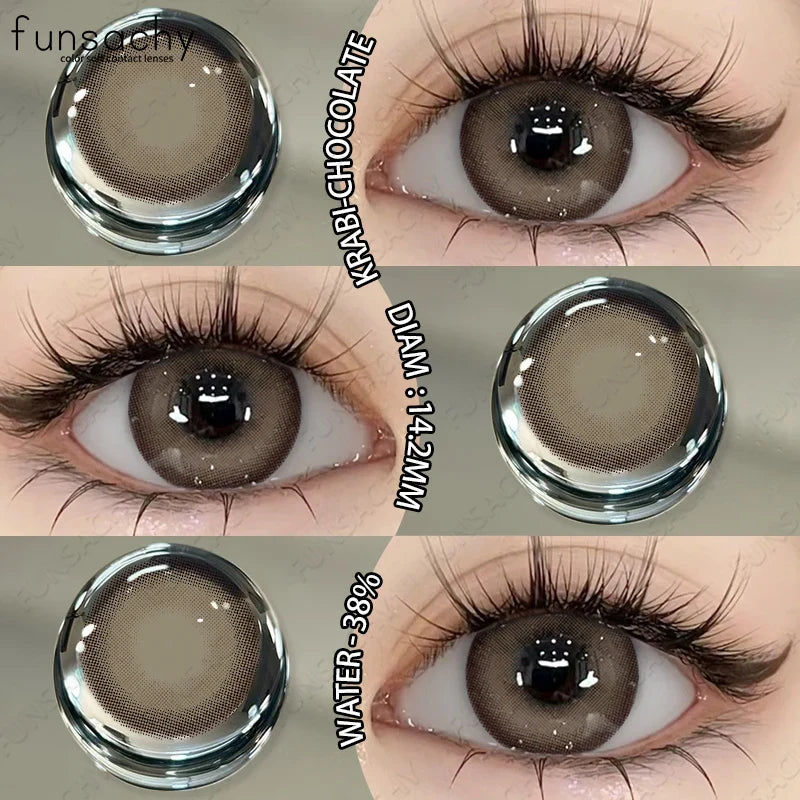 2PCS Colored Eye Lenses Brown Colorcon Contact Lenses Grey High Quality Natural Pupils Blue Cosmetic Beauty Lens Yearly