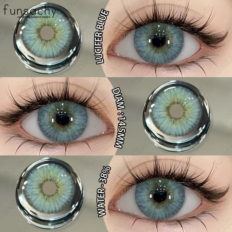 2PCS Colored Eye Lenses Brown Colorcon Contact Lenses Grey High Quality Natural Pupils Blue Cosmetic Beauty Lens Yearly
