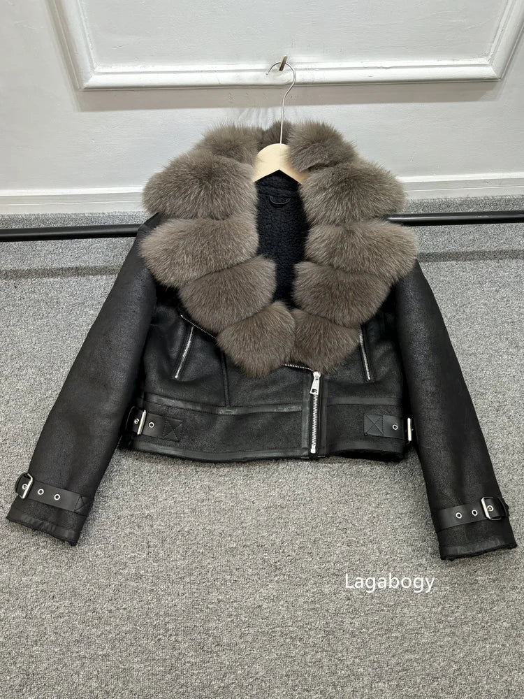 Fashion Winter Women Faux Fur Leather Jacket Coats-Coats & Jackets-Brown Fur-XS-Free Shipping Leatheretro