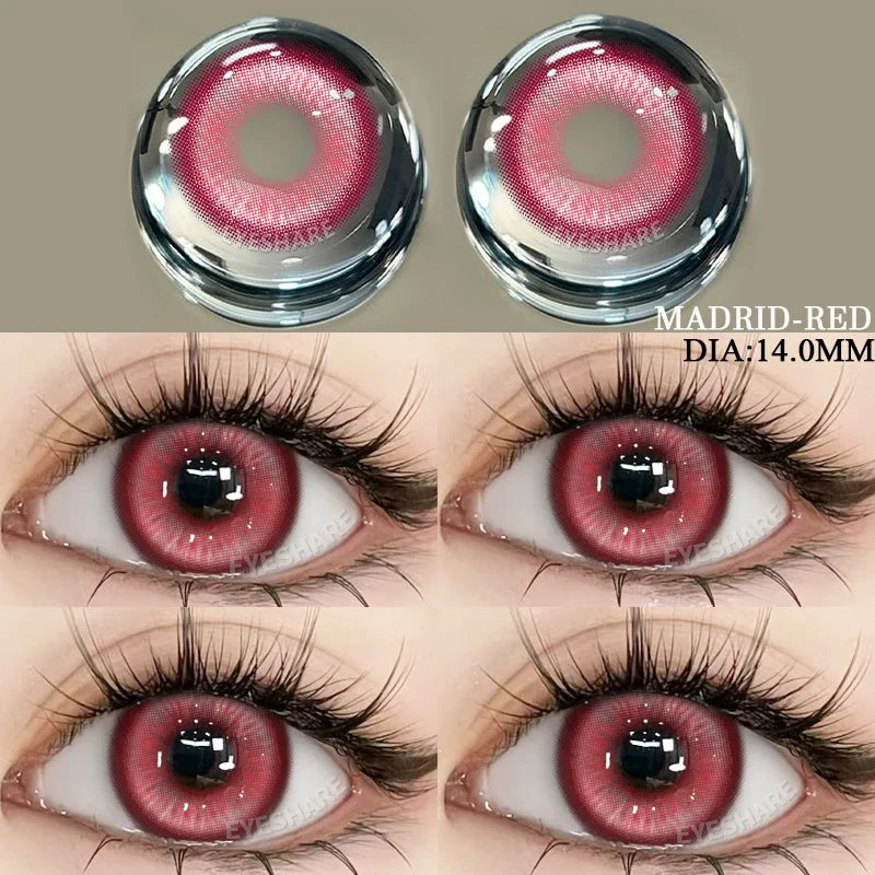 Colored Contact Lenses 2pcs Purple Contact Lenses Anime Cosplay Contact Eye Lenses Halloween Beauty Makeup Color Lens-MADRID-RED-China Mainland-Free Shipping Leatheretro