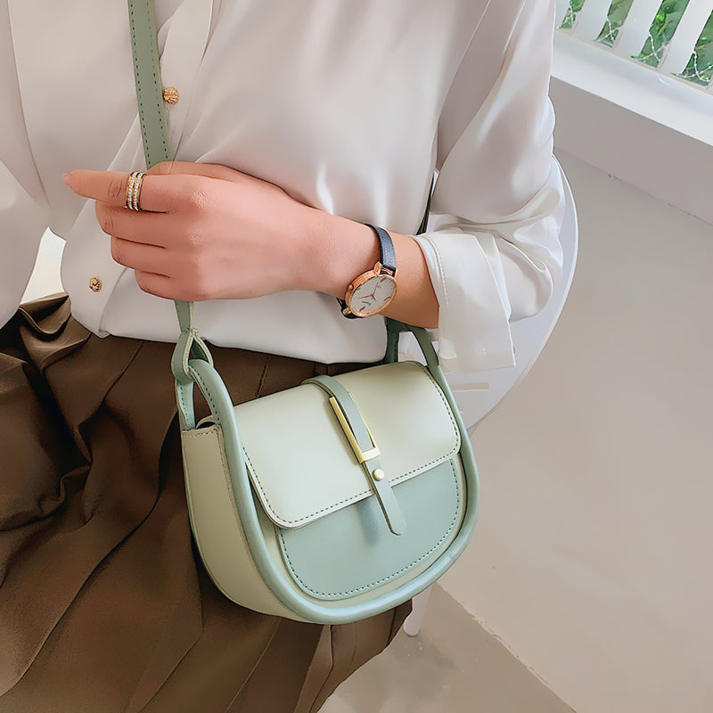 Saddle Women Shoulder Bag-Handbags-Beige-Free Shipping Leatheretro