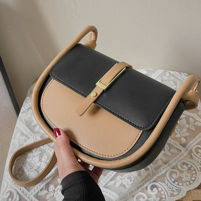 Saddle Women Shoulder Bag-Handbags-Beige-Free Shipping Leatheretro