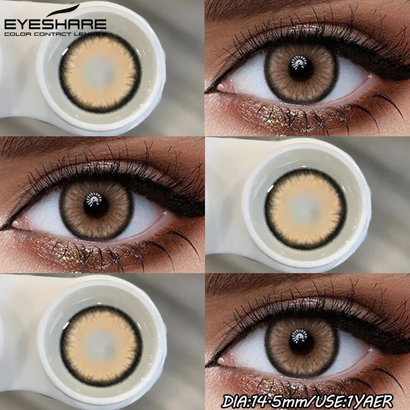 1Pair Fashion Colored Contact Lenses for Eyes Big Blue Eye Lens Natural Yearly Cosmetics Beauty Women Men Pupils-DIAMOND-BROWN-Free Shipping Leatheretro