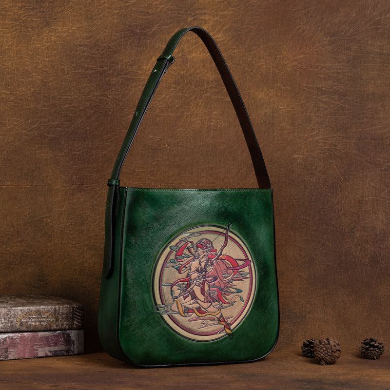 Sagittarius Head Layer Cowhide Leather Retro Bag-Handbags-Retro Brown-Free Shipping Leatheretro