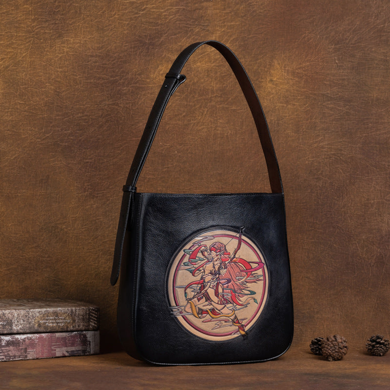 Sagittarius Head Layer Cowhide Leather Retro Bag-Handbags-Retro Brown-Free Shipping Leatheretro