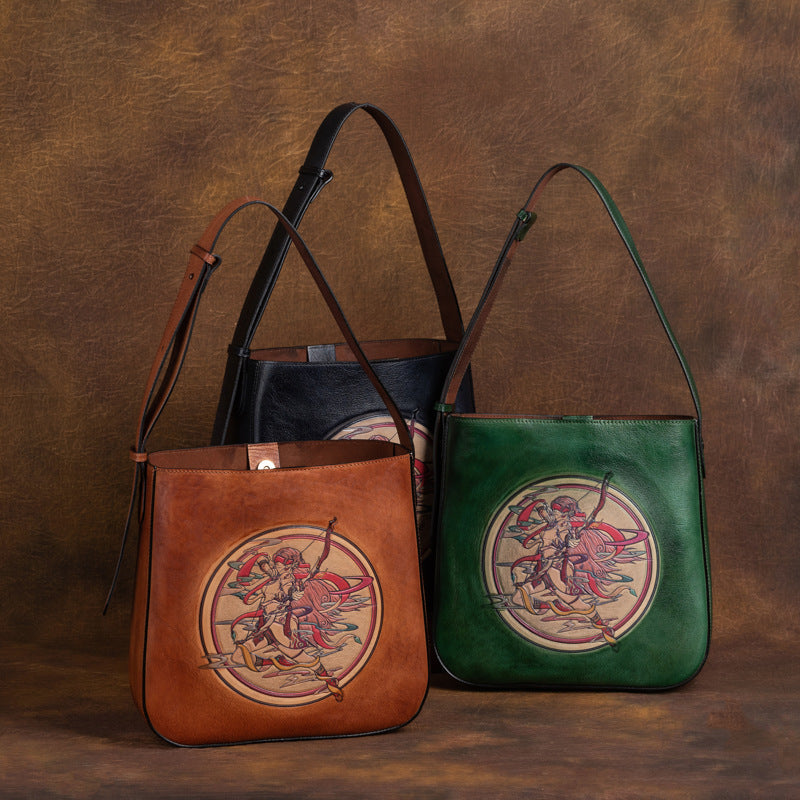 Sagittarius Head Layer Cowhide Leather Retro Bag-Handbags-Retro Brown-Free Shipping Leatheretro