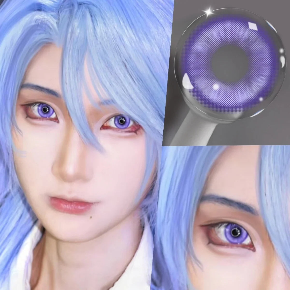 14.20 Blue Small Pupil Cosplay Colored Contact Lenses, 1 Pair Yearly Wear Eye Lenses for Halloween Themed Cosplay & Fancy Dress