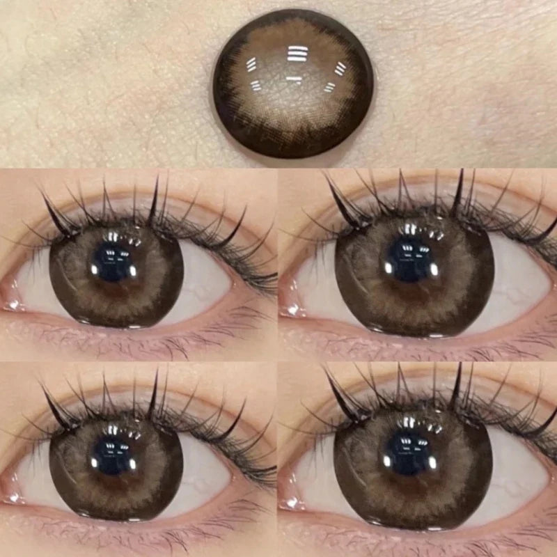 2pcs Yearly Contacts Lences Myopia Beautiful Big Black Eye Colored Contact Lenses Color With Prescription Myopic Lens