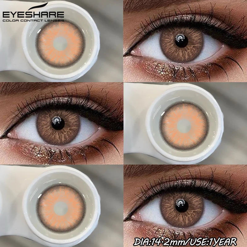1Pair Fashion Colored Contact Lenses for Eyes Big Blue Eye Lens Natural Yearly Cosmetics Beauty Women Men Pupils-TURIN-BROWN-Free Shipping Leatheretro