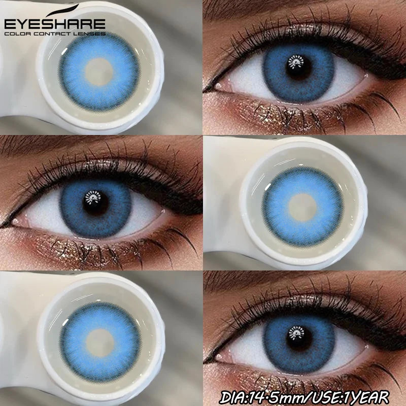 1Pair Fashion Colored Contact Lenses for Eyes Big Blue Eye Lens Natural Yearly Cosmetics Beauty Women Men Pupils-ZURICH-BLUE-Free Shipping Leatheretro