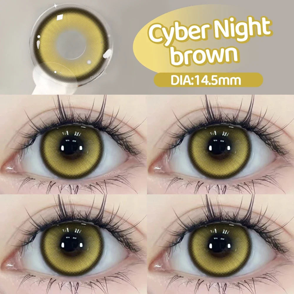 2pcs/pair Cyber Series Halloween Colored Contact Lenses for Makeup Eyes Big Pupils Red Contact Lenses Brown Lens Myopia