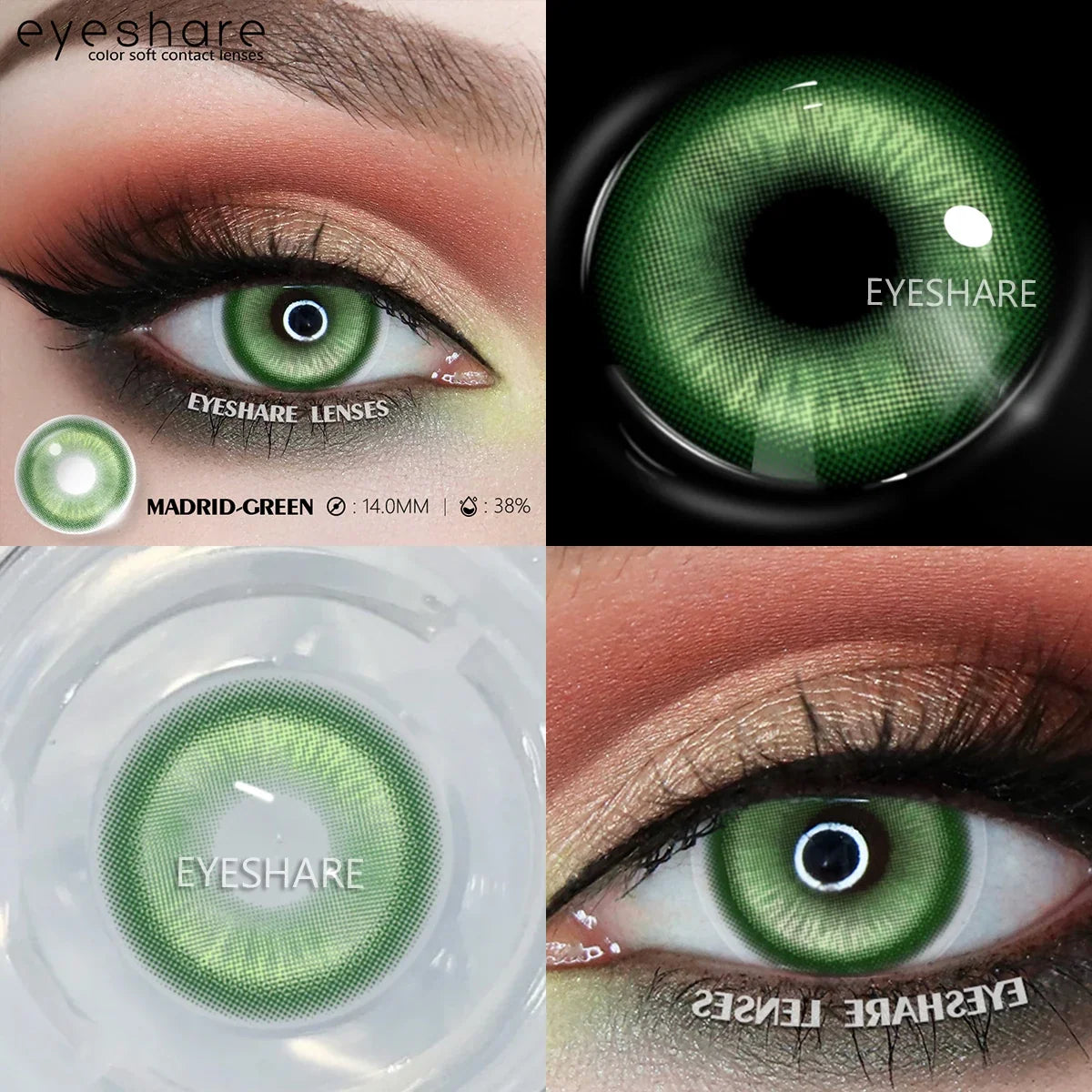 1Pair Halloween Cosplay Color Contact Lenses Eye Anime Lenses Color Contact Lenses Eye Color Lenses-MADRID-GREEN-Free Shipping Leatheretro