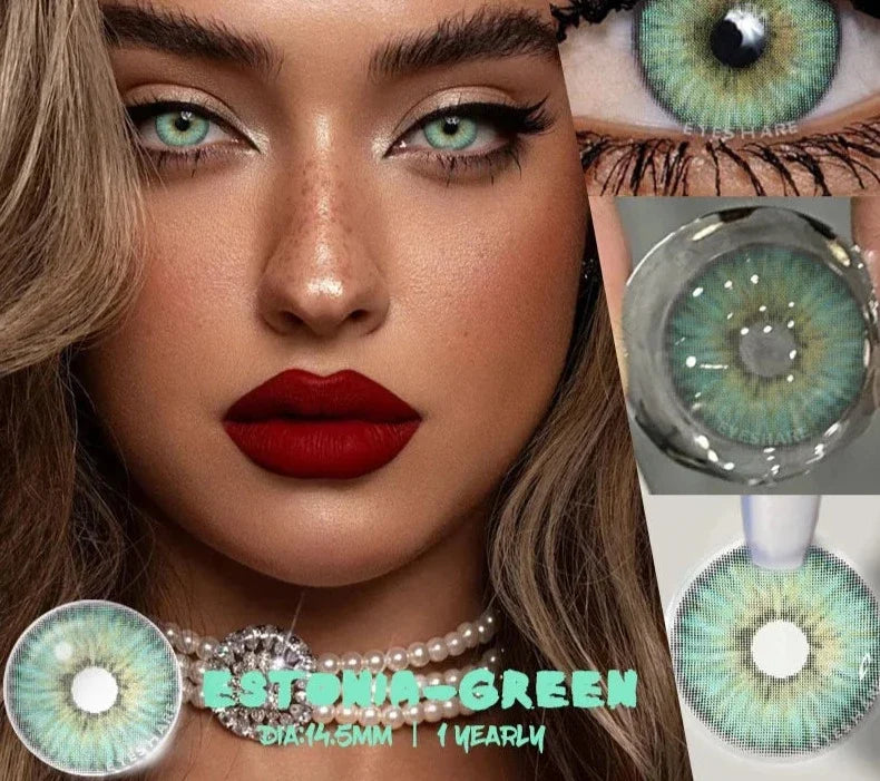 1Pair Color Contact Lenses for Eyes Blue Eye Lenses Natural Gray Pupils for Eyes Green Lenses Yearly Use Eye Contacts