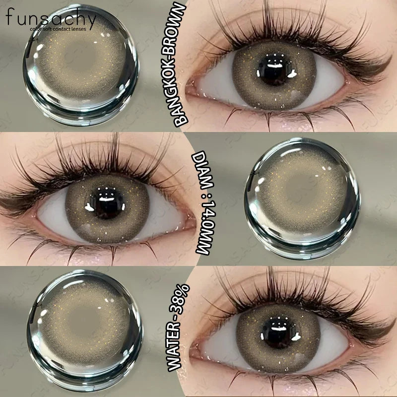 2PCS Colored Eye Lenses Brown Colorcon Contact Lenses Grey High Quality Natural Pupils Blue Cosmetic Beauty Lens Yearly