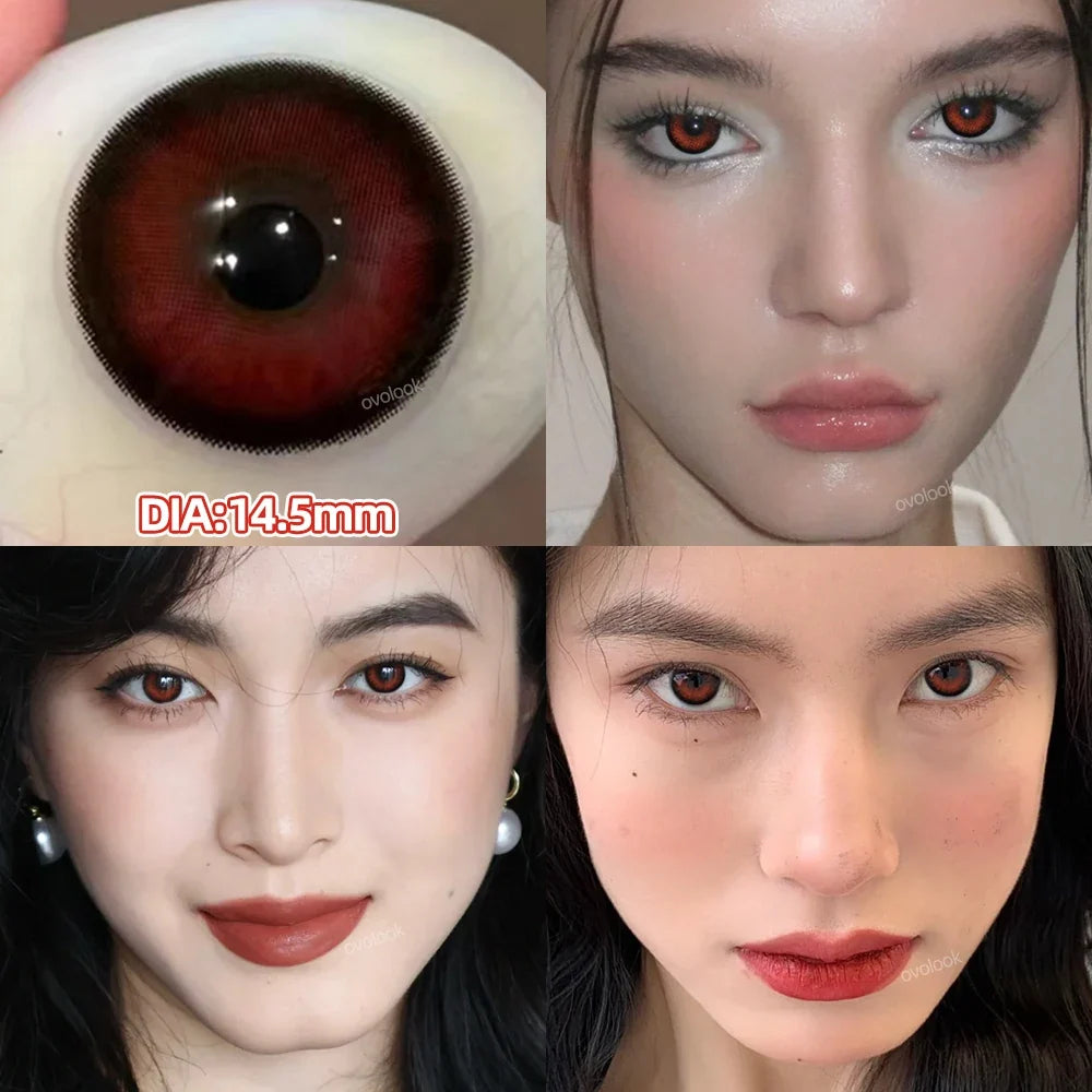 2pcs/pair Cyber Series Halloween Colored Contact Lenses for Makeup Eyes Big Pupils Red Contact Lenses Brown Lens Myopia