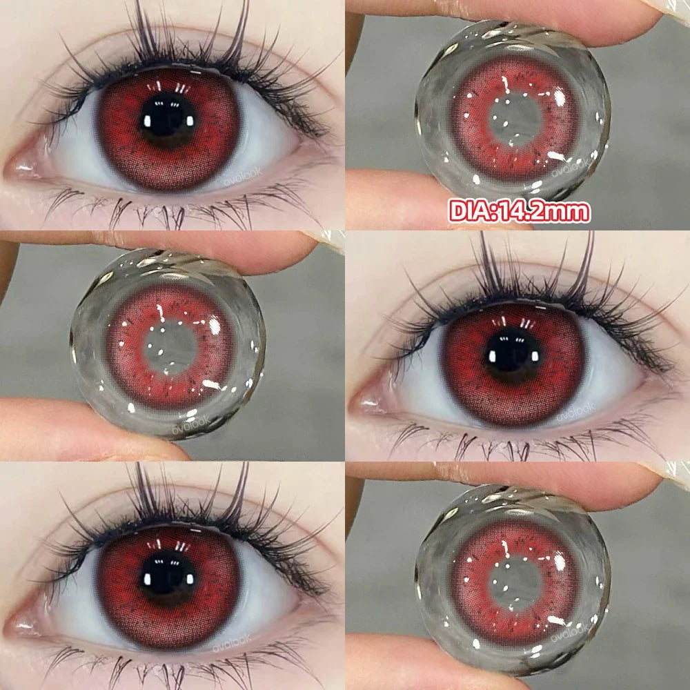 2pcs/pair Cyber Series Halloween Colored Contact Lenses for Makeup Eyes Big Pupils Red Contact Lenses Brown Lens Myopia
