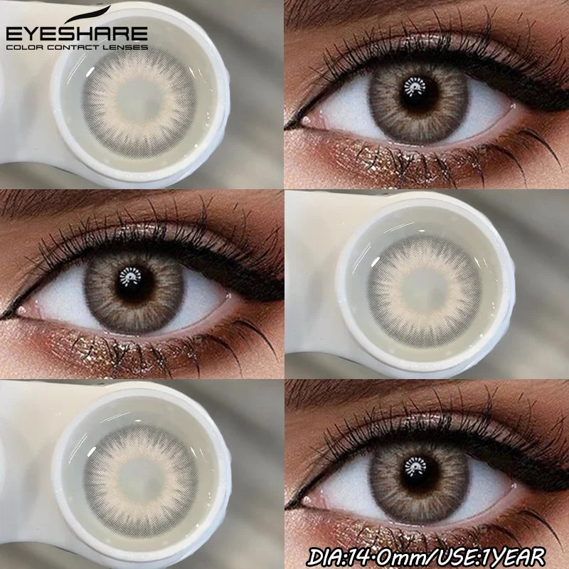 1Pair Fashion Colored Contact Lenses for Eyes Big Blue Eye Lens Natural Yearly Cosmetics Beauty Women Men Pupils-OMG-GRAY-Free Shipping Leatheretro
