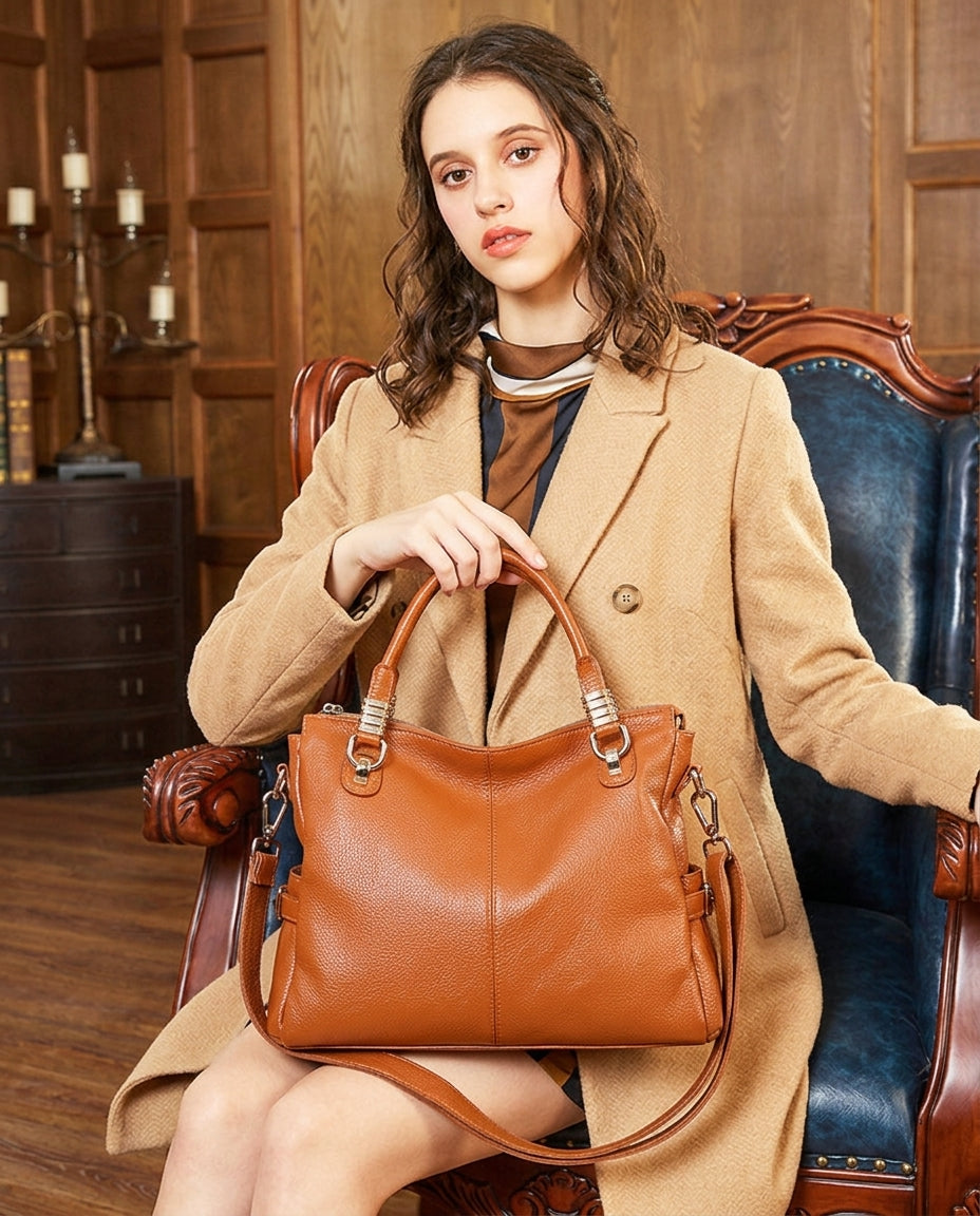 Classic Wild Leather Handbag - Stylish First Layer Cowhide Bag-Handbags-Black-Free Shipping Leatheretro