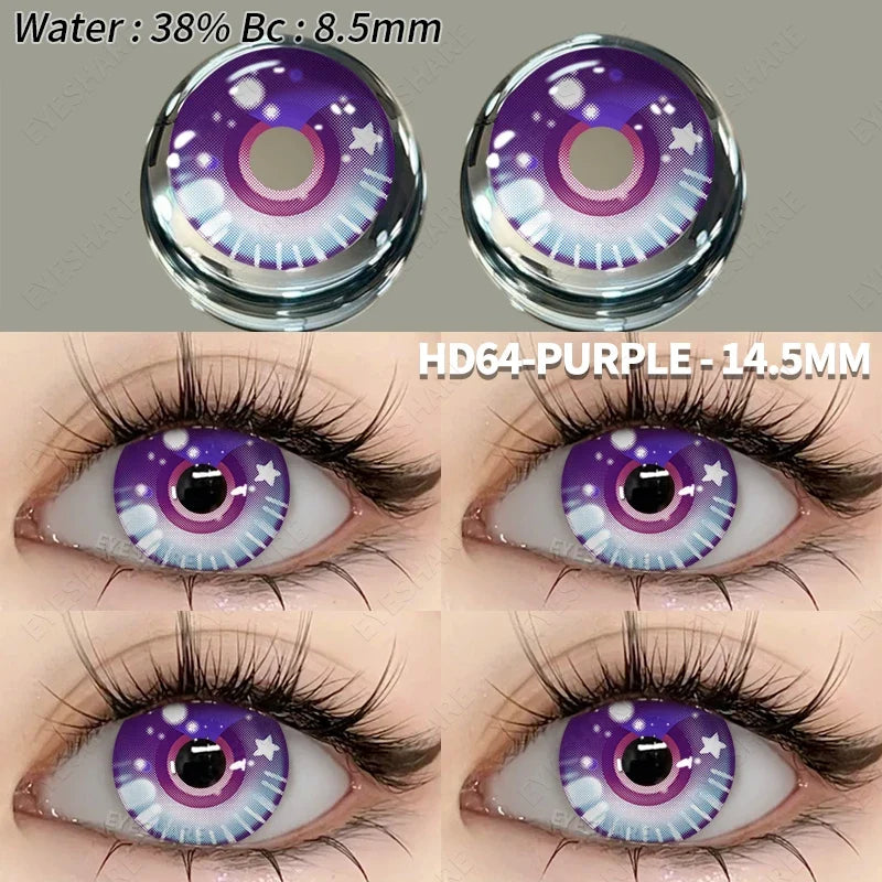 Colored Contact Lenses 2pcs Purple Contact Lenses Anime Cosplay Contact Eye Lenses Halloween Beauty Makeup Color Lens-HD64-PURPLE-China Mainland-Free Shipping Leatheretro