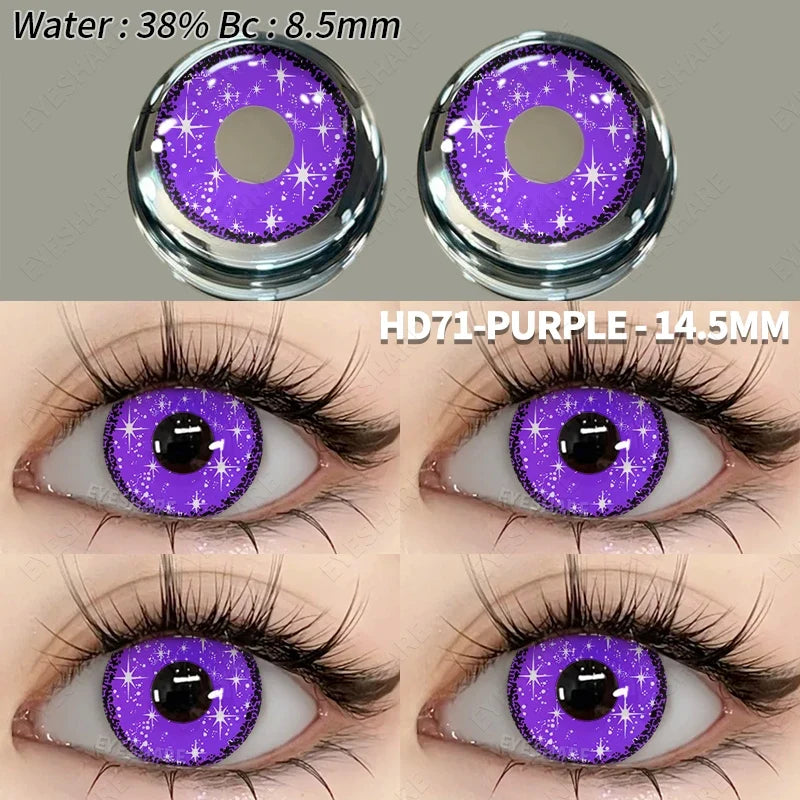 Colored Contact Lenses 2pcs Purple Contact Lenses Anime Cosplay Contact Eye Lenses Halloween Beauty Makeup Color Lens-HD71-PURPLE-China Mainland-Free Shipping Leatheretro