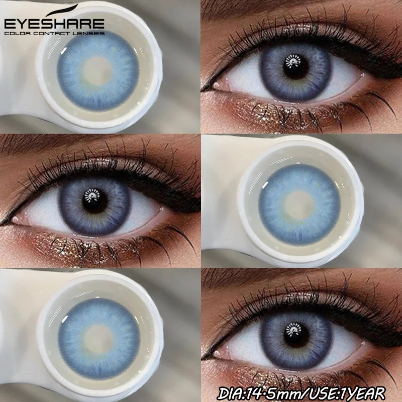 1Pair Fashion Colored Contact Lenses for Eyes Big Blue Eye Lens Natural Yearly Cosmetics Beauty Women Men Pupils-HELLENIC-BLUE-Free Shipping Leatheretro