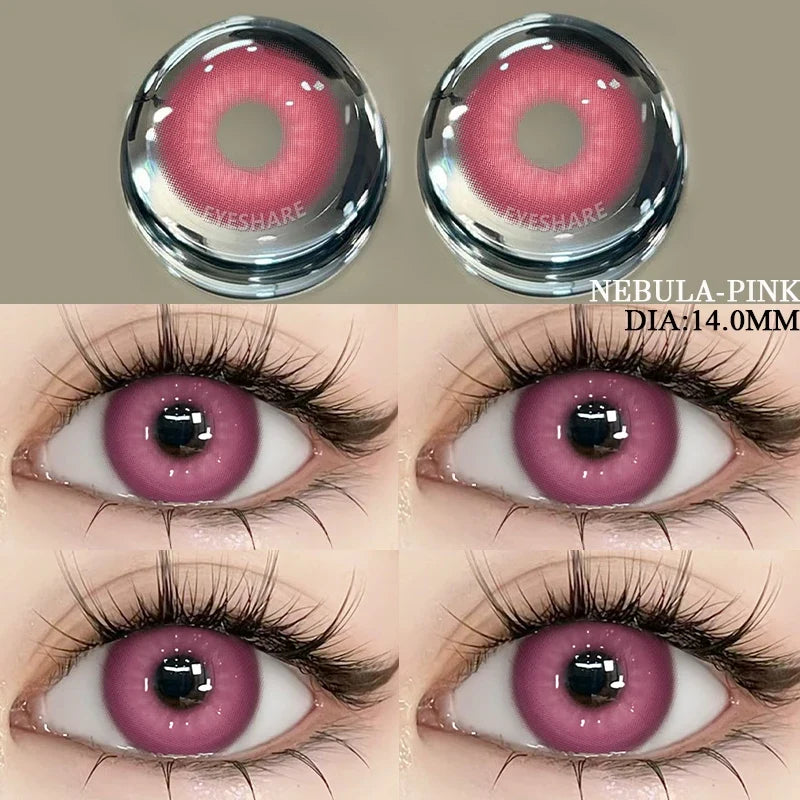 Colored Contact Lenses 2pcs Purple Contact Lenses Anime Cosplay Contact Eye Lenses Halloween Beauty Makeup Color Lens-NEBULA-PINK-China Mainland-Free Shipping Leatheretro